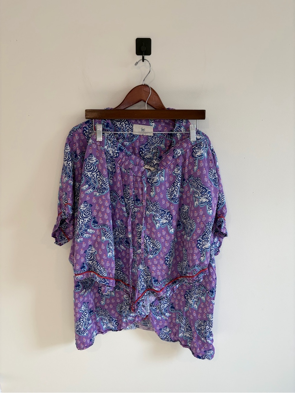 Printfresh Purple Tiger Queen Short Sleeve Pajama Set Plus Size 5X - Picture 5 of 14